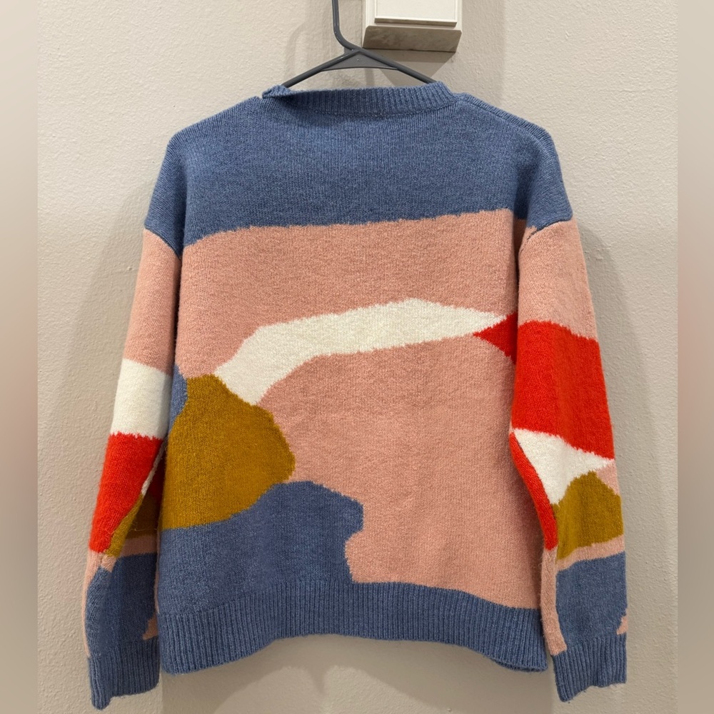 debut Abstract dopamine Colorblock Crewneck Sweater in Pink, Blue, Orange size M - Picture 2 of 4